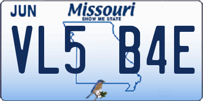 MO license plate VL5B4E