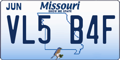 MO license plate VL5B4F