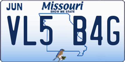 MO license plate VL5B4G