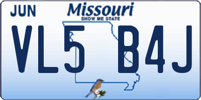MO license plate VL5B4J