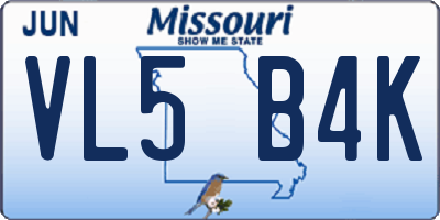 MO license plate VL5B4K