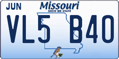 MO license plate VL5B4O