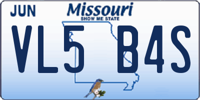 MO license plate VL5B4S