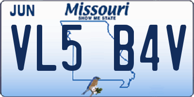 MO license plate VL5B4V