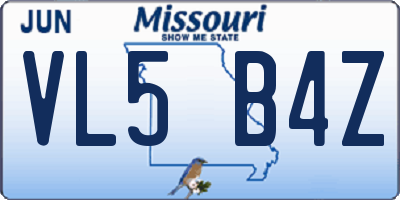 MO license plate VL5B4Z