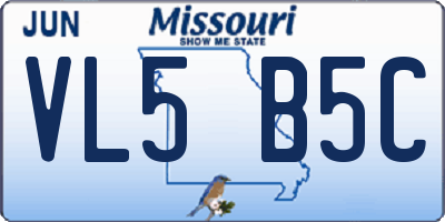 MO license plate VL5B5C