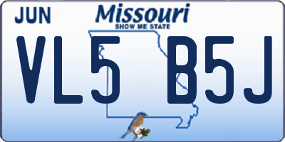 MO license plate VL5B5J