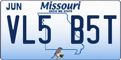 MO license plate VL5B5T