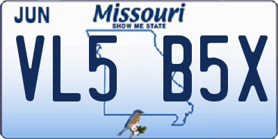 MO license plate VL5B5X