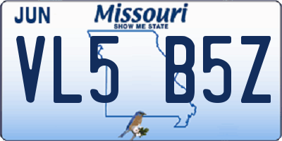 MO license plate VL5B5Z