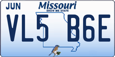 MO license plate VL5B6E
