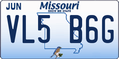 MO license plate VL5B6G