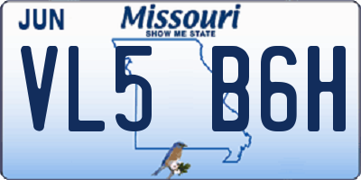 MO license plate VL5B6H
