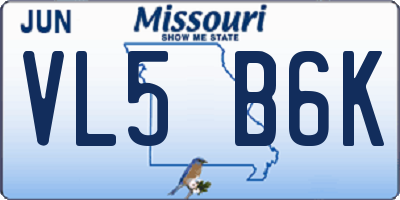 MO license plate VL5B6K