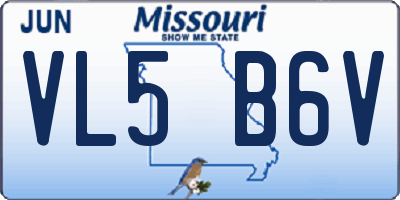 MO license plate VL5B6V