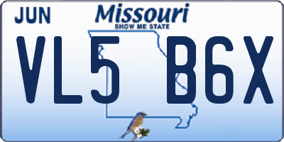 MO license plate VL5B6X