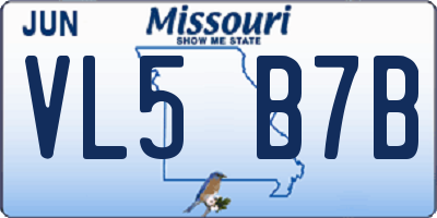 MO license plate VL5B7B