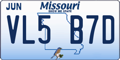 MO license plate VL5B7D