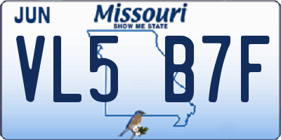 MO license plate VL5B7F