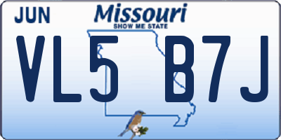 MO license plate VL5B7J