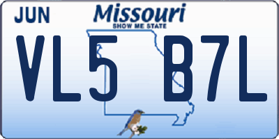 MO license plate VL5B7L