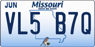 MO license plate VL5B7Q