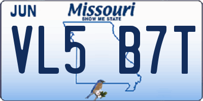 MO license plate VL5B7T