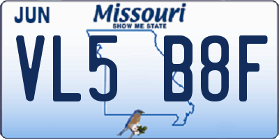 MO license plate VL5B8F