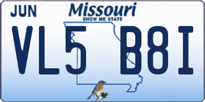 MO license plate VL5B8I