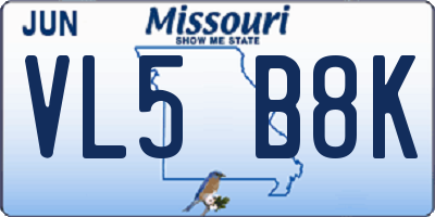 MO license plate VL5B8K