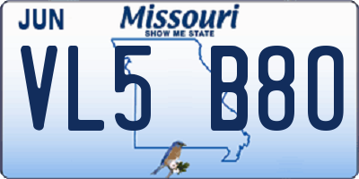 MO license plate VL5B8O