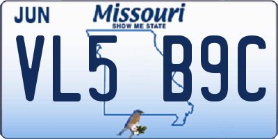 MO license plate VL5B9C