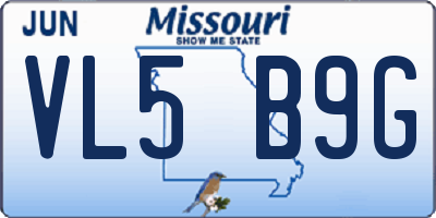MO license plate VL5B9G