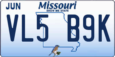 MO license plate VL5B9K