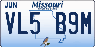 MO license plate VL5B9M