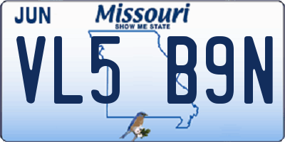 MO license plate VL5B9N