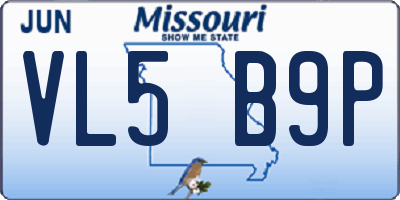 MO license plate VL5B9P