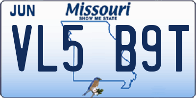 MO license plate VL5B9T