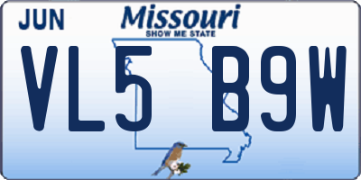 MO license plate VL5B9W
