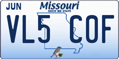 MO license plate VL5C0F