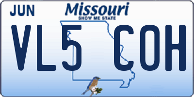 MO license plate VL5C0H