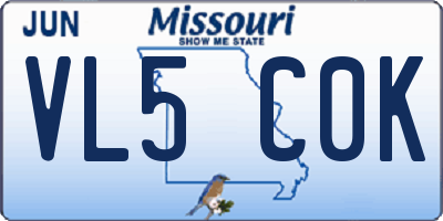 MO license plate VL5C0K