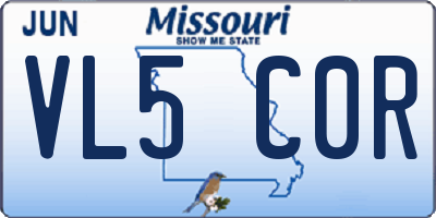 MO license plate VL5C0R