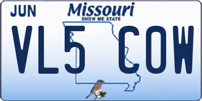 MO license plate VL5C0W
