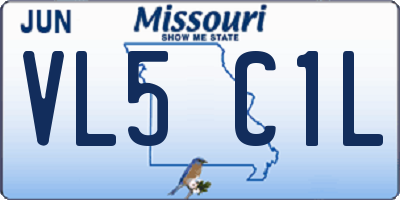 MO license plate VL5C1L