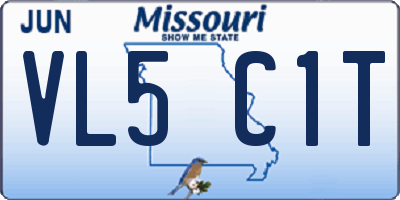 MO license plate VL5C1T