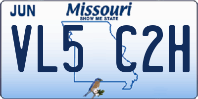 MO license plate VL5C2H