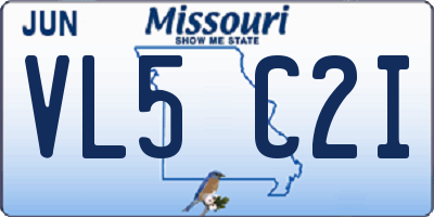 MO license plate VL5C2I