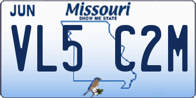 MO license plate VL5C2M