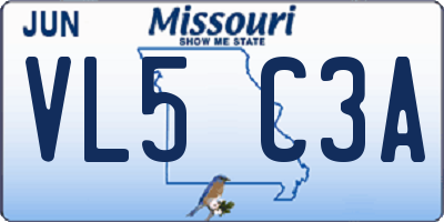 MO license plate VL5C3A